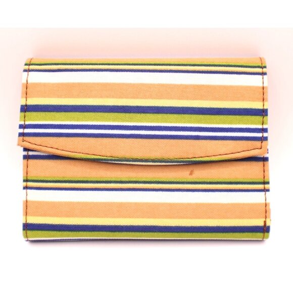 Striped Tri-Fold Wallet Coin Purse Money Card Organizer Pockets Small 5x4" - Picture 1 of 12
